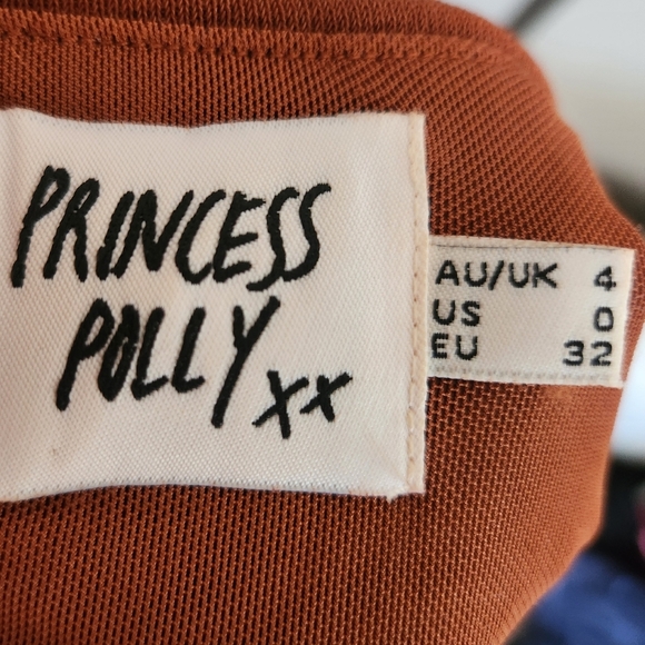 PRINCESS POLLY CATI LONG SLEEVE CROPPED TOP BROWN SZ 0 - Picture 6 of 8